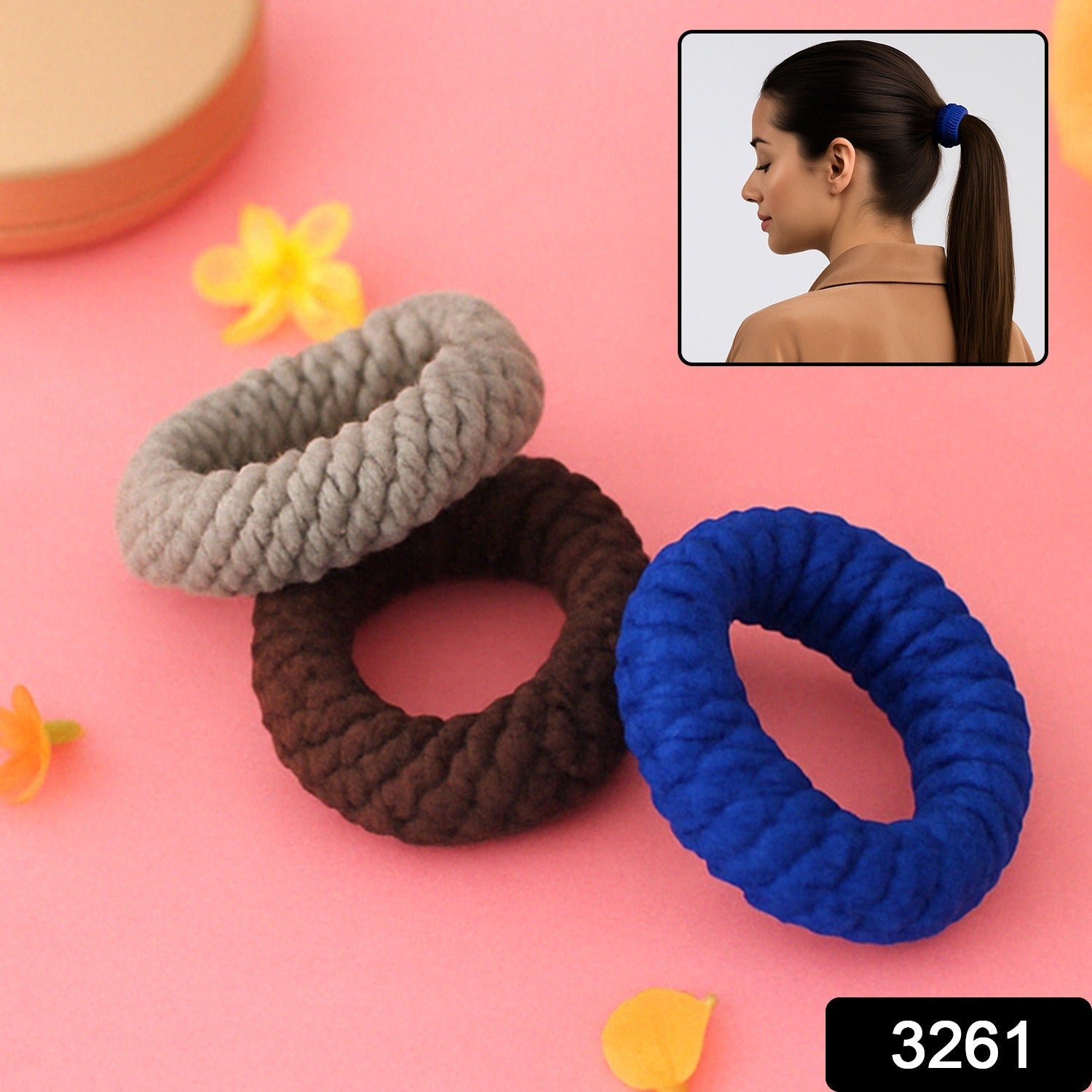 Tyre Shape Hair Rubber Bands Pack of 3 (Multicolour), Hair accessories Tyre Shape Hair Rubber Bands Pack of 3 (Multicolour), Hair accessories